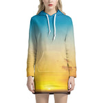 Sunrise Horizon Print Hoodie Dress