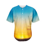 Sunrise Horizon Print Men's Baseball Jersey