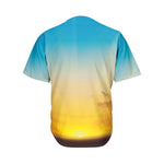 Sunrise Horizon Print Men's Baseball Jersey