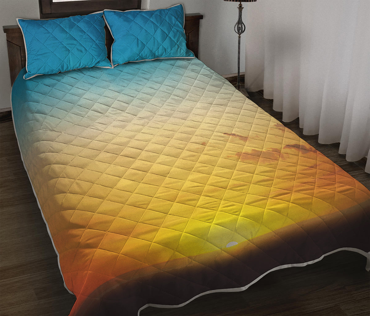 Sunrise Horizon Print Quilt Bed Set