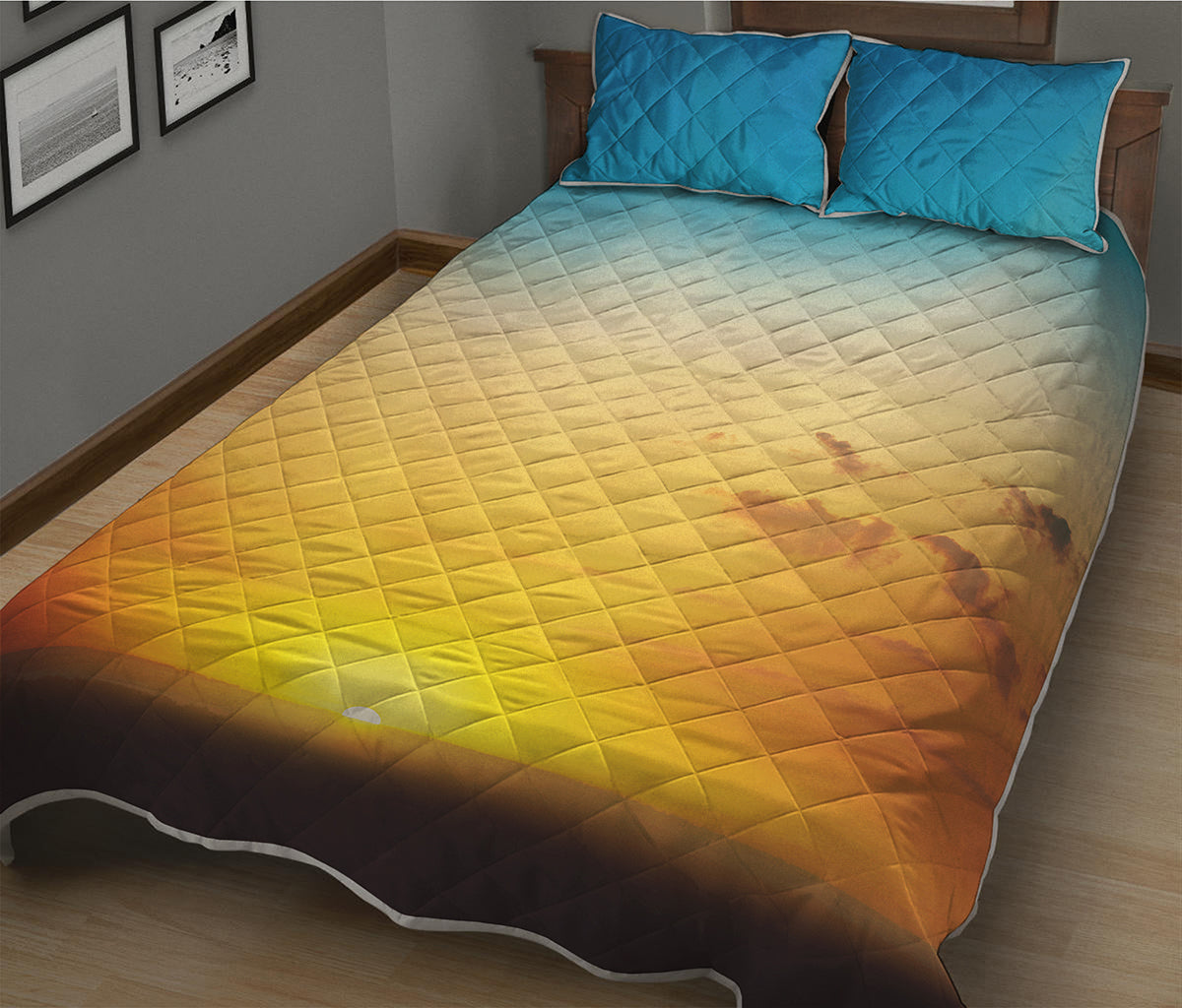 Sunrise Horizon Print Quilt Bed Set