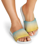 Sunrise Horizon Print White Slide Sandals