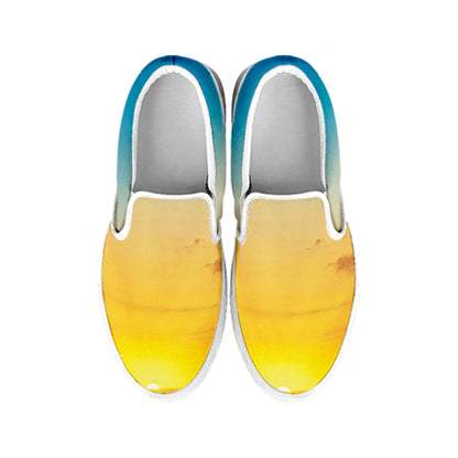 Sunrise Horizon Print White Slip On Shoes