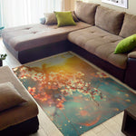 Sunrise Japanese Cherry Blossom Print Area Rug