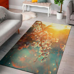 Sunrise Japanese Cherry Blossom Print Area Rug