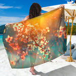 Sunrise Japanese Cherry Blossom Print Beach Sarong Wrap