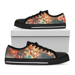 Sunrise Japanese Cherry Blossom Print Black Low Top Shoes
