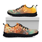 Sunrise Japanese Cherry Blossom Print Black Sneakers