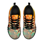 Sunrise Japanese Cherry Blossom Print Black Sneakers
