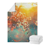 Sunrise Japanese Cherry Blossom Print Blanket