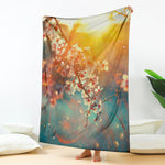 Sunrise Japanese Cherry Blossom Print Blanket