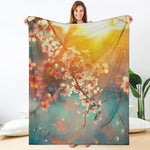 Sunrise Japanese Cherry Blossom Print Blanket