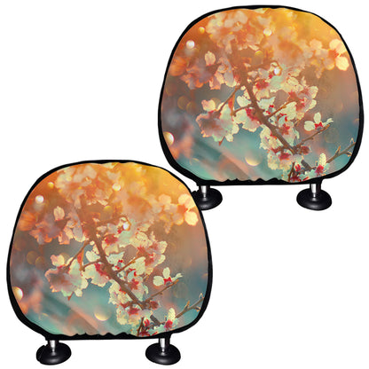 Sunrise Japanese Cherry Blossom Print Car Headrest Covers