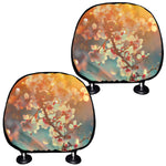 Sunrise Japanese Cherry Blossom Print Car Headrest Covers