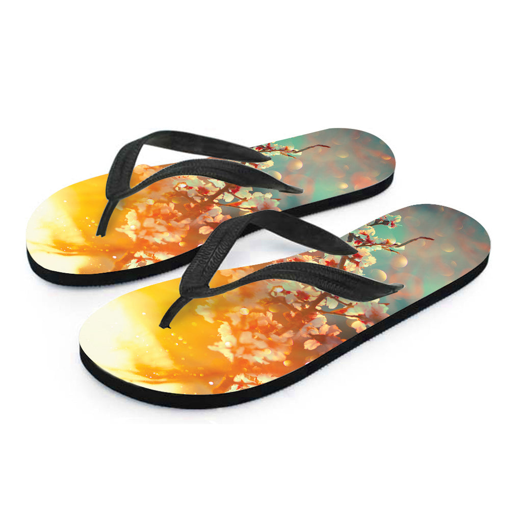Sunrise Japanese Cherry Blossom Print Flip Flops
