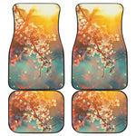 Sunrise Japanese Cherry Blossom Print Front and Back Car Floor Mats