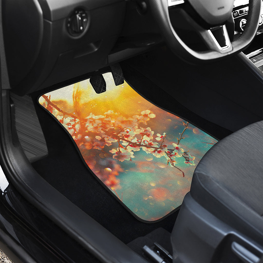 Sunrise Japanese Cherry Blossom Print Front and Back Car Floor Mats
