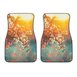 Sunrise Japanese Cherry Blossom Print Front Car Floor Mats