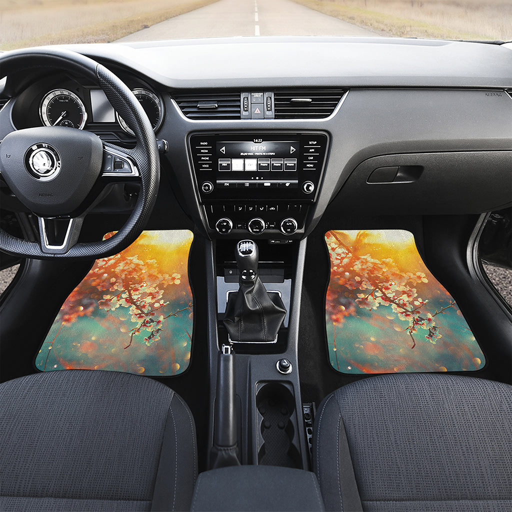 Sunrise Japanese Cherry Blossom Print Front Car Floor Mats