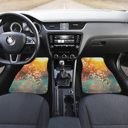 Sunrise Japanese Cherry Blossom Print Front Car Floor Mats