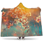 Sunrise Japanese Cherry Blossom Print Hooded Blanket