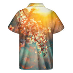 Sunrise Japanese Cherry Blossom Print Men's Short Sleeve Shirt