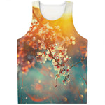 Sunrise Japanese Cherry Blossom Print Men's Tank Top