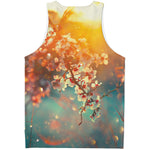 Sunrise Japanese Cherry Blossom Print Men's Tank Top