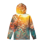 Sunrise Japanese Cherry Blossom Print Pullover Hoodie