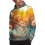 Sunrise Japanese Cherry Blossom Print Pullover Hoodie