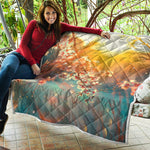 Sunrise Japanese Cherry Blossom Print Quilt