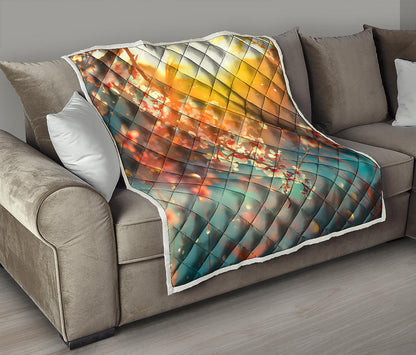 Sunrise Japanese Cherry Blossom Print Quilt