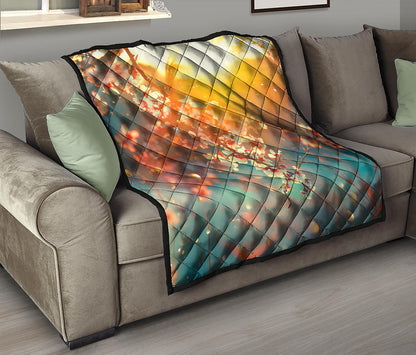 Sunrise Japanese Cherry Blossom Print Quilt
