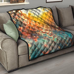 Sunrise Japanese Cherry Blossom Print Quilt