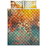 Sunrise Japanese Cherry Blossom Print Quilt Bed Set