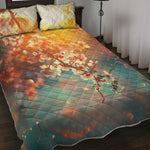 Sunrise Japanese Cherry Blossom Print Quilt Bed Set