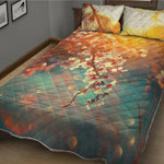 Sunrise Japanese Cherry Blossom Print Quilt Bed Set