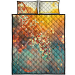 Sunrise Japanese Cherry Blossom Print Quilt Bed Set