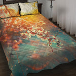 Sunrise Japanese Cherry Blossom Print Quilt Bed Set