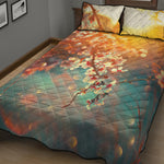 Sunrise Japanese Cherry Blossom Print Quilt Bed Set