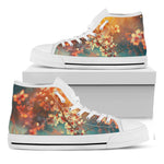Sunrise Japanese Cherry Blossom Print White High Top Shoes