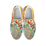 Sunrise Japanese Cherry Blossom Print White Slip On Shoes