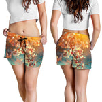 Sunrise Japanese Cherry Blossom Print Women's Shorts