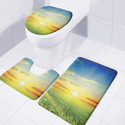Sunrise Meadow Print 3 Piece Bath Mat Set