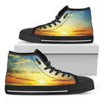 Sunrise Meadow Print Black High Top Shoes