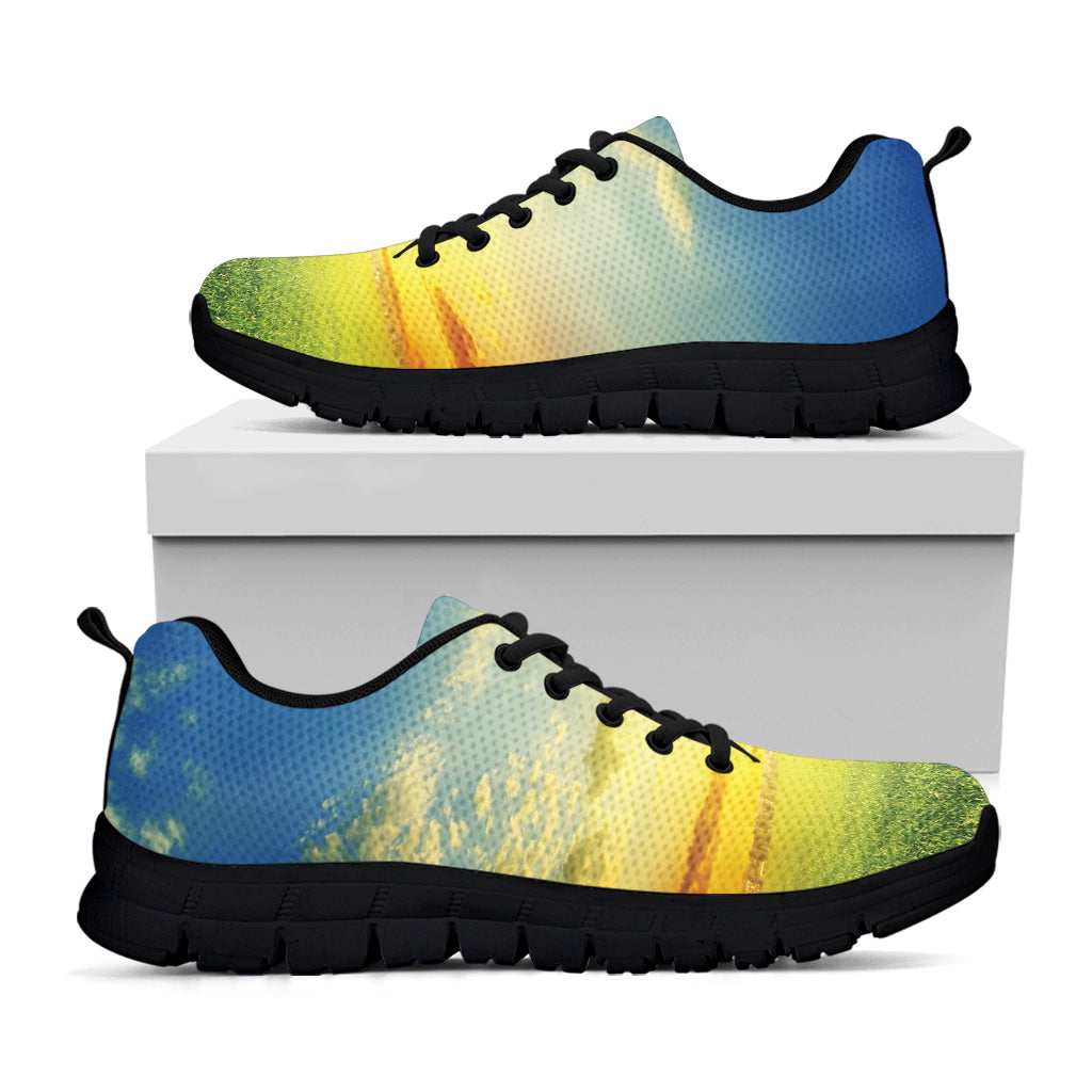 Sunrise Meadow Print Black Sneakers