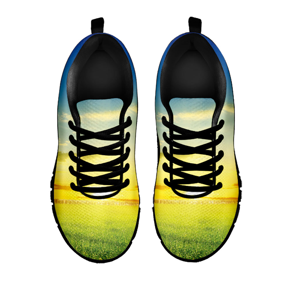 Sunrise Meadow Print Black Sneakers