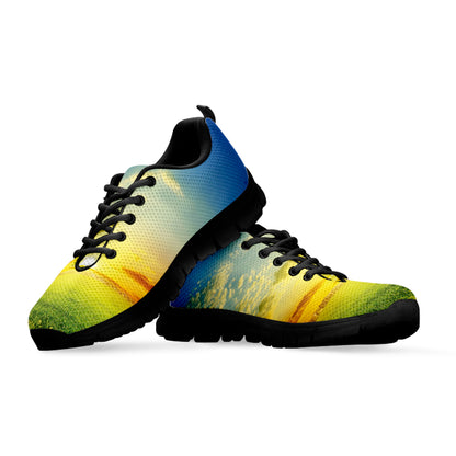 Sunrise Meadow Print Black Sneakers