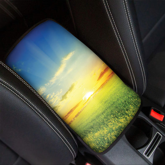 Sunrise Meadow Print Car Center Console Cover