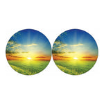 Sunrise Meadow Print Car Coasters